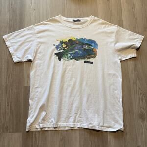 Men's Vintage 90's Exoficcio Rainbow Trout Fish Painting White Tee Shirt Sz XL